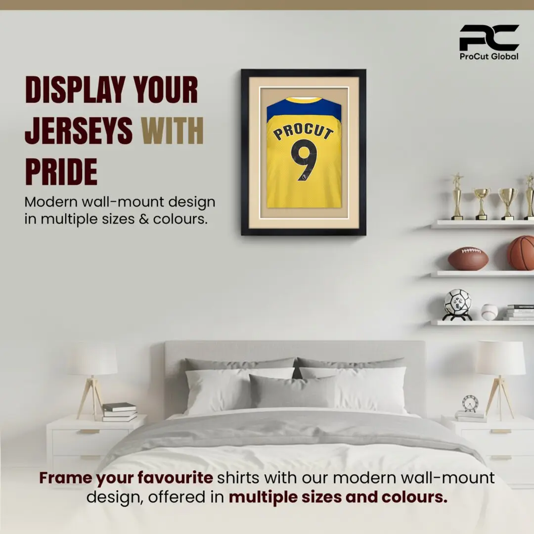 80x60cm Mat Black Football Shirt Frame With Ivory Mount And Perspex Front - Fits Football, Rugby, And Other Sports Jerseys thumbnail 6