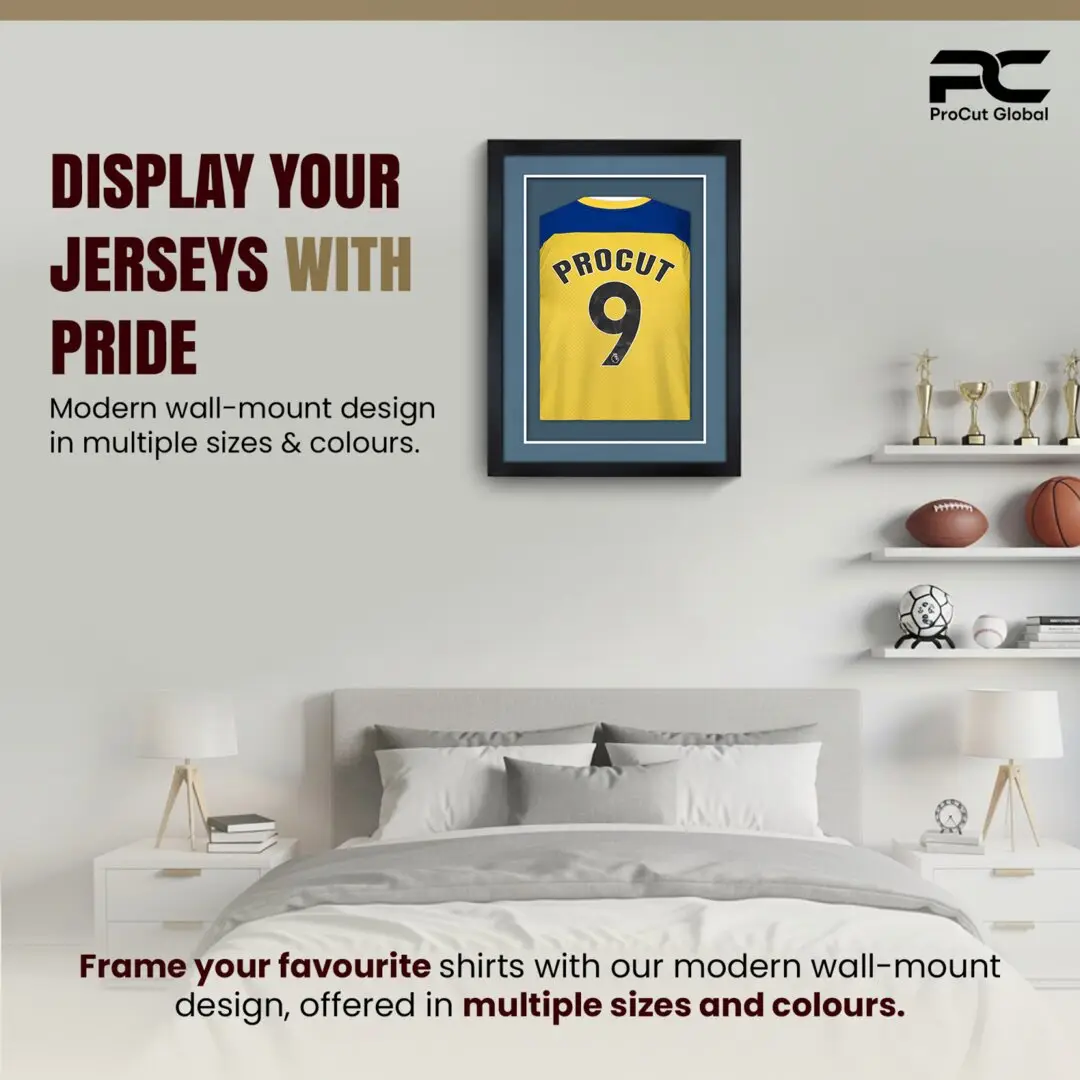 80x60cm Mat Black Football Shirt Frame With Pompador Mount And Perspex Front - Fits Football, Rugby, And Other Sports Jerseys thumbnail 6