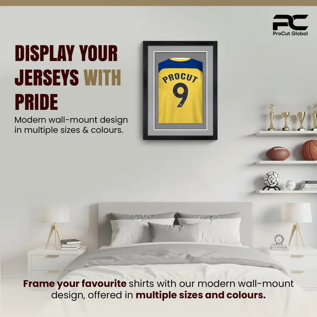 80x60cm Mat Black Football Shirt Frame With Silver Mount And Perspex Front - Box Display For Football, Rugby, And Other Sports Jerseys thumbnail 6