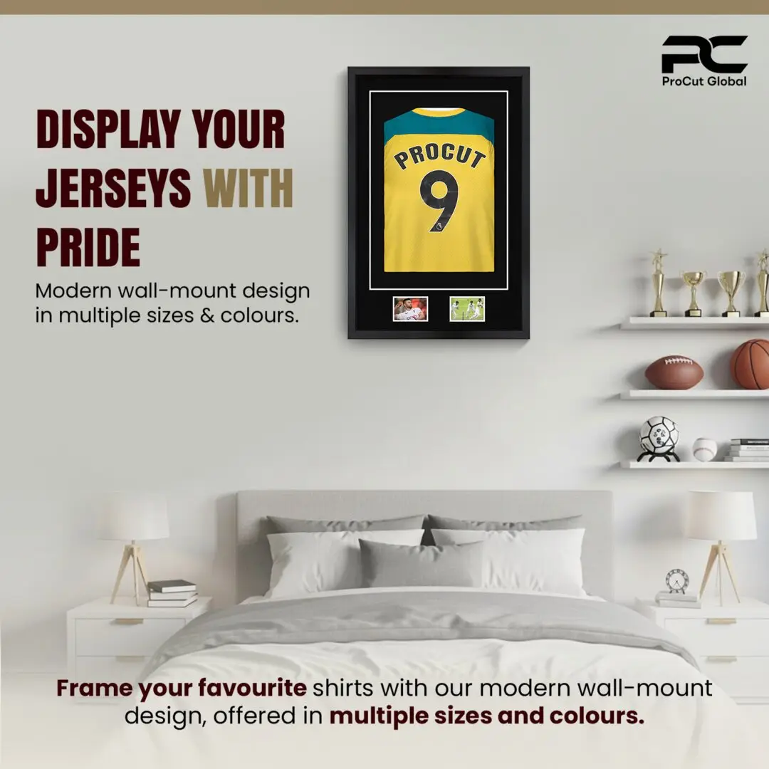 90x60cm Mat Black Football Shirt Frame With Black Mount And Perspex Front For Sports Jerseys thumbnail 6