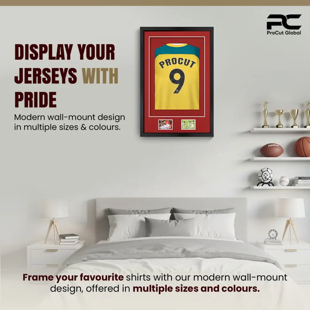 90x60cm Mat Black Football Shirt Frame With Crimson Mount And Perspex Front - Box Display For Football, Rugby, And Other Sports Jerseys thumbnail 6