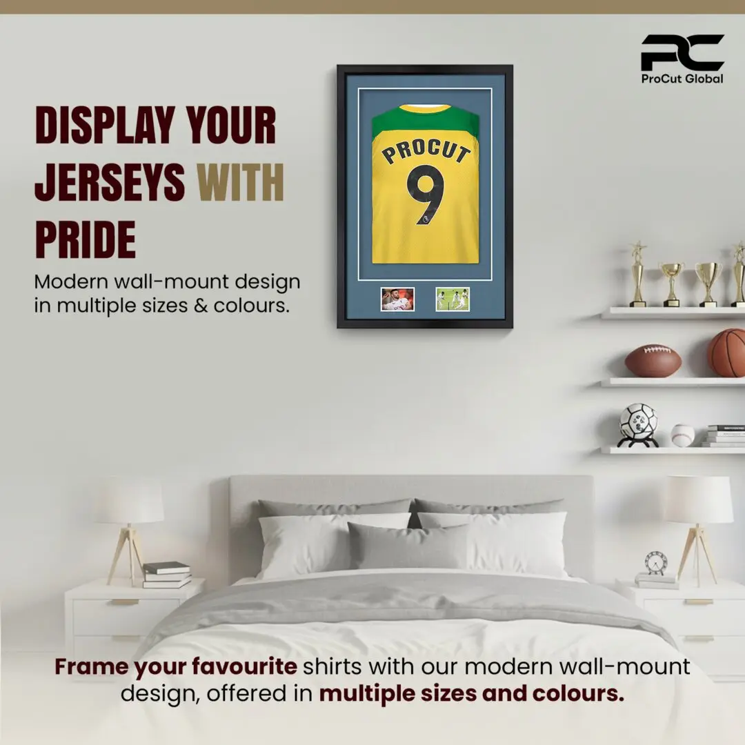 90x60cm Mat Black Football Shirt Frame With Pompador Mount And Perspex Front - Box Display For Football, Rugby, And Other Sports Jerseys thumbnail 6