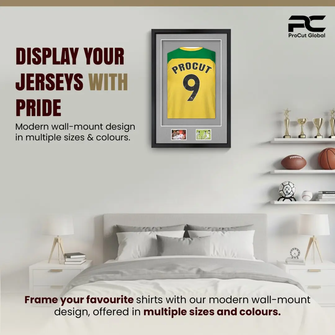 90x60cm Mat Black Football Shirt Frame With Silver Mount And Perspex Front - Box Display For Football, Rugby, And Other Sports Jerseys thumbnail 6