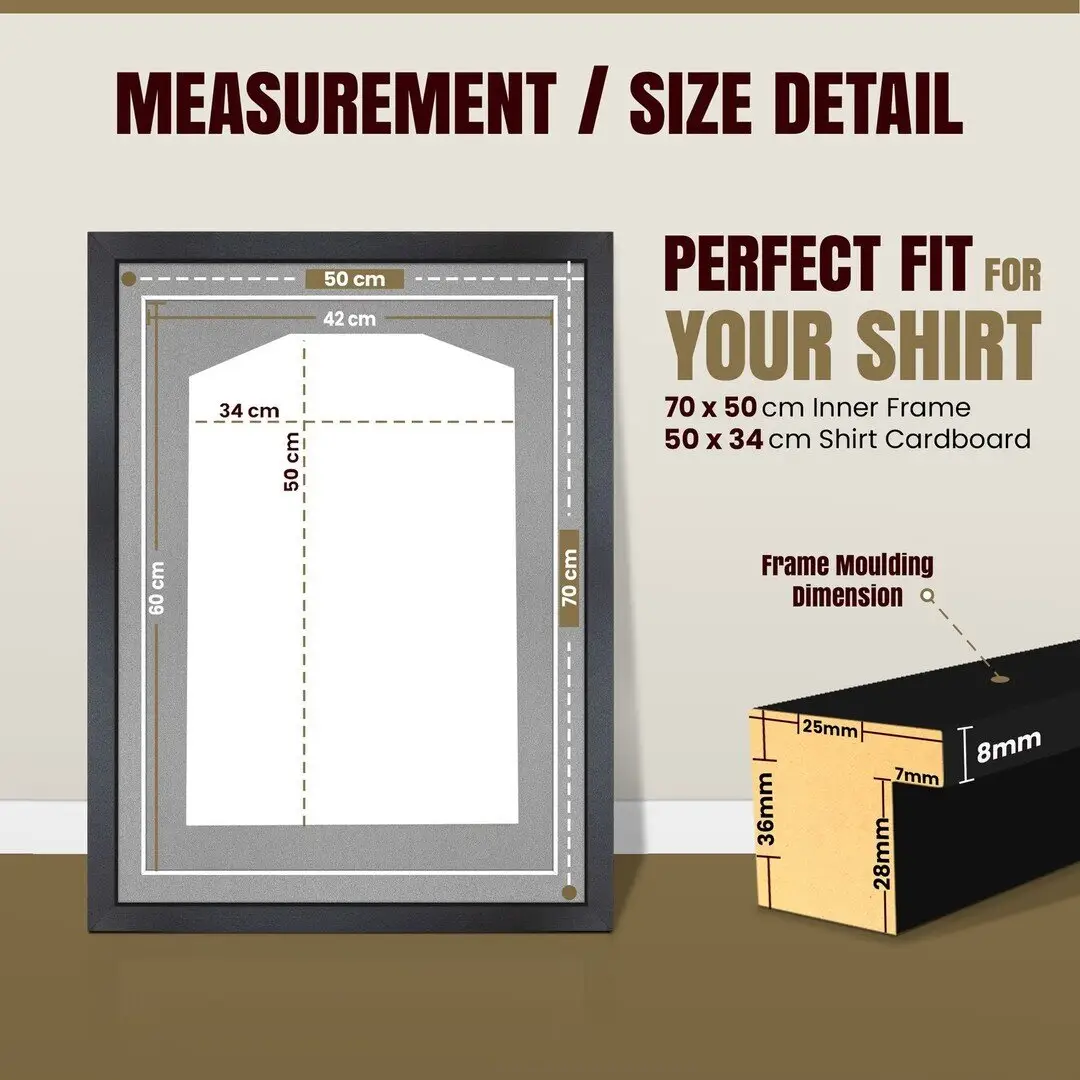 70x50cm Mat Black Football Shirt Frame With Silver Mount And Perspex Front - Fits Football, Rugby, And Other Sports Jerseys thumbnail 3