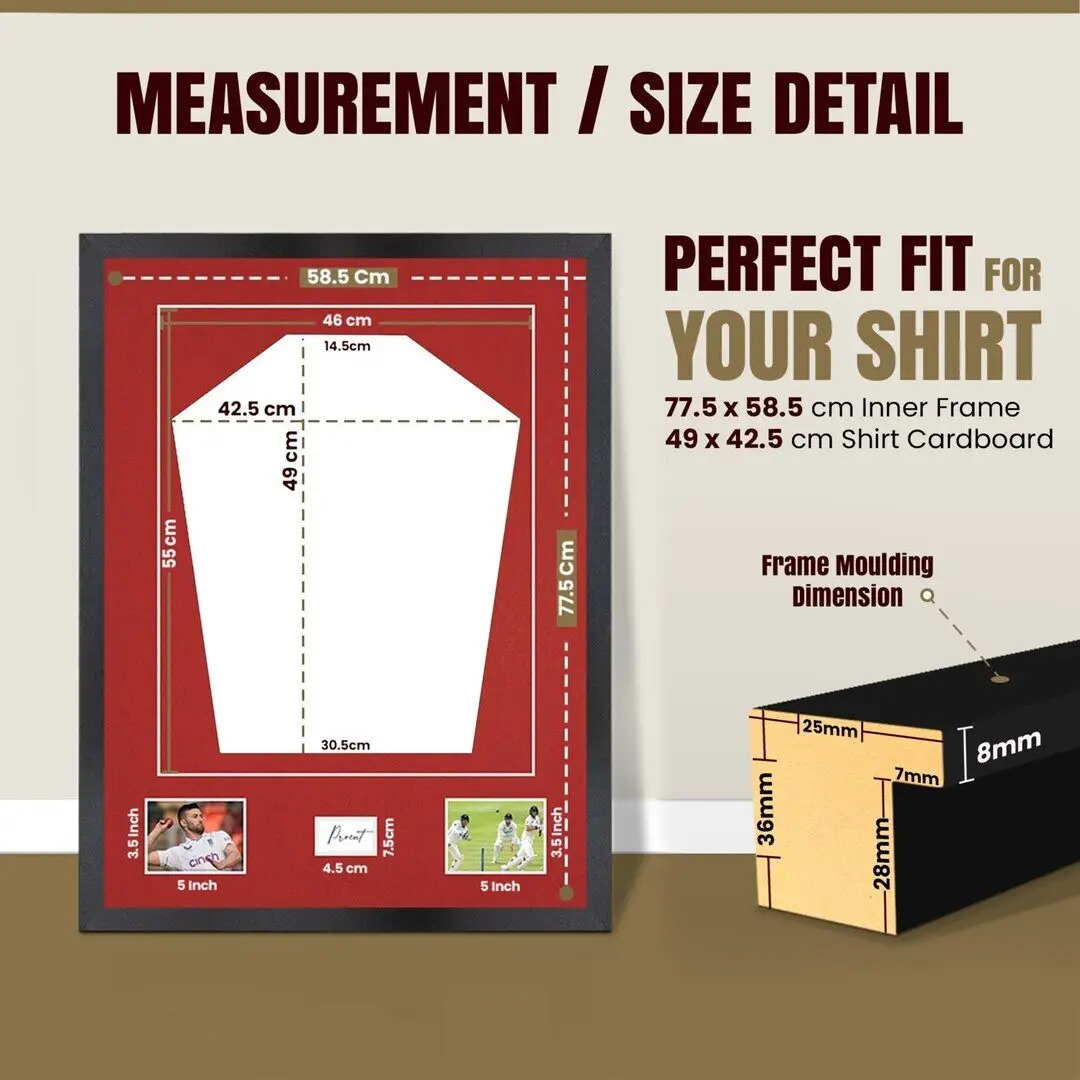 77.5x58.5cm Mat Black Football Shirt Frame With Crimson Mount And Perspex Front - Box Display For Football, Rugby, And Other Sports Jerseys thumbnail 3