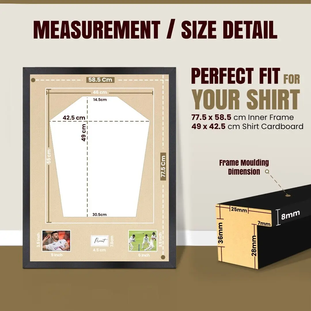 77.5x58.5cm Mat Black Football Shirt Frame With Ivory Mount And Perspex Front - Fits Football, Rugby, And Other Sports Jerseys thumbnail 3
