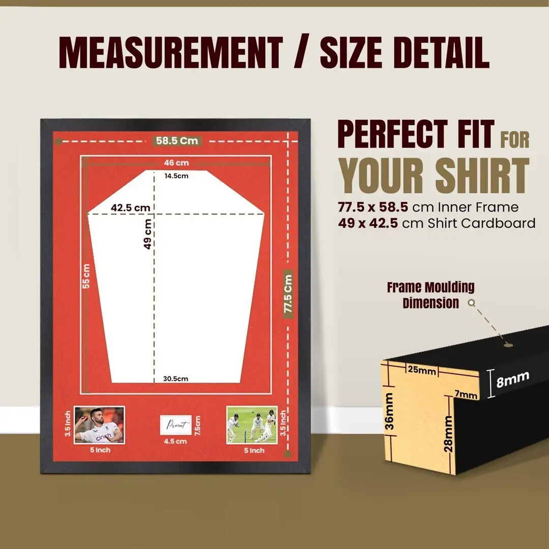 77.5x58.5cm Mat Black Football Shirt Frame With Poppy Red Mount And Perspex Front - Fits Football, Rugby, And Other Sports Jerseys thumbnail 3