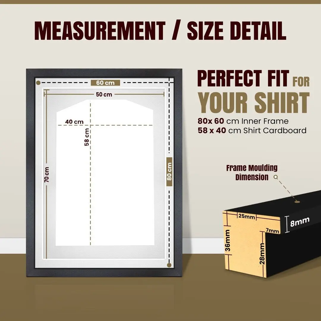80x60cm Mat Black Football Shirt Frame With Ice White Mount And Perspex Front For Sports Jerseys thumbnail 3