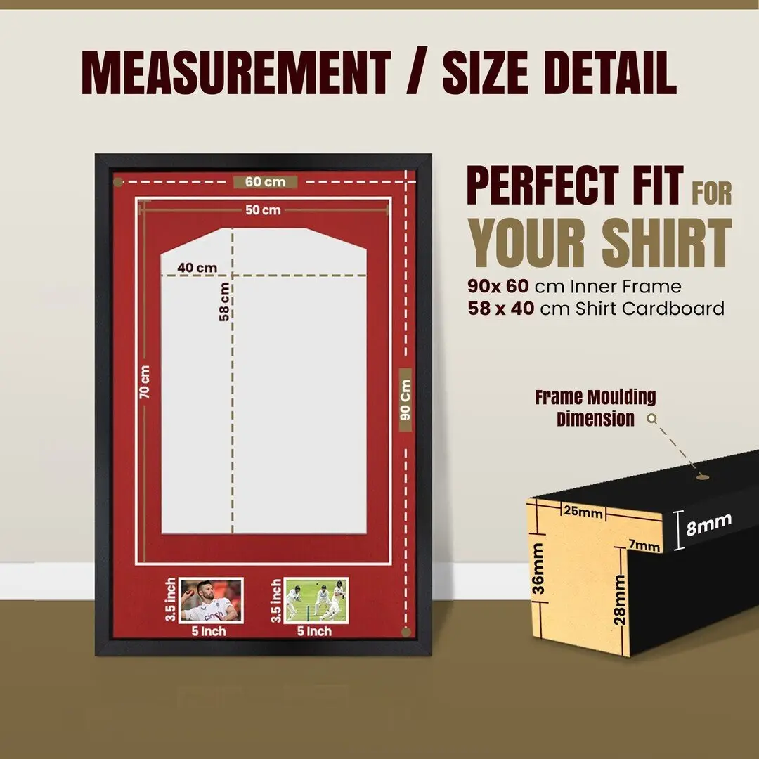90x60cm Mat Black Football Shirt Frame With Crimson Mount And Perspex Front - Box Display For Football, Rugby, And Other Sports Jerseys thumbnail 3