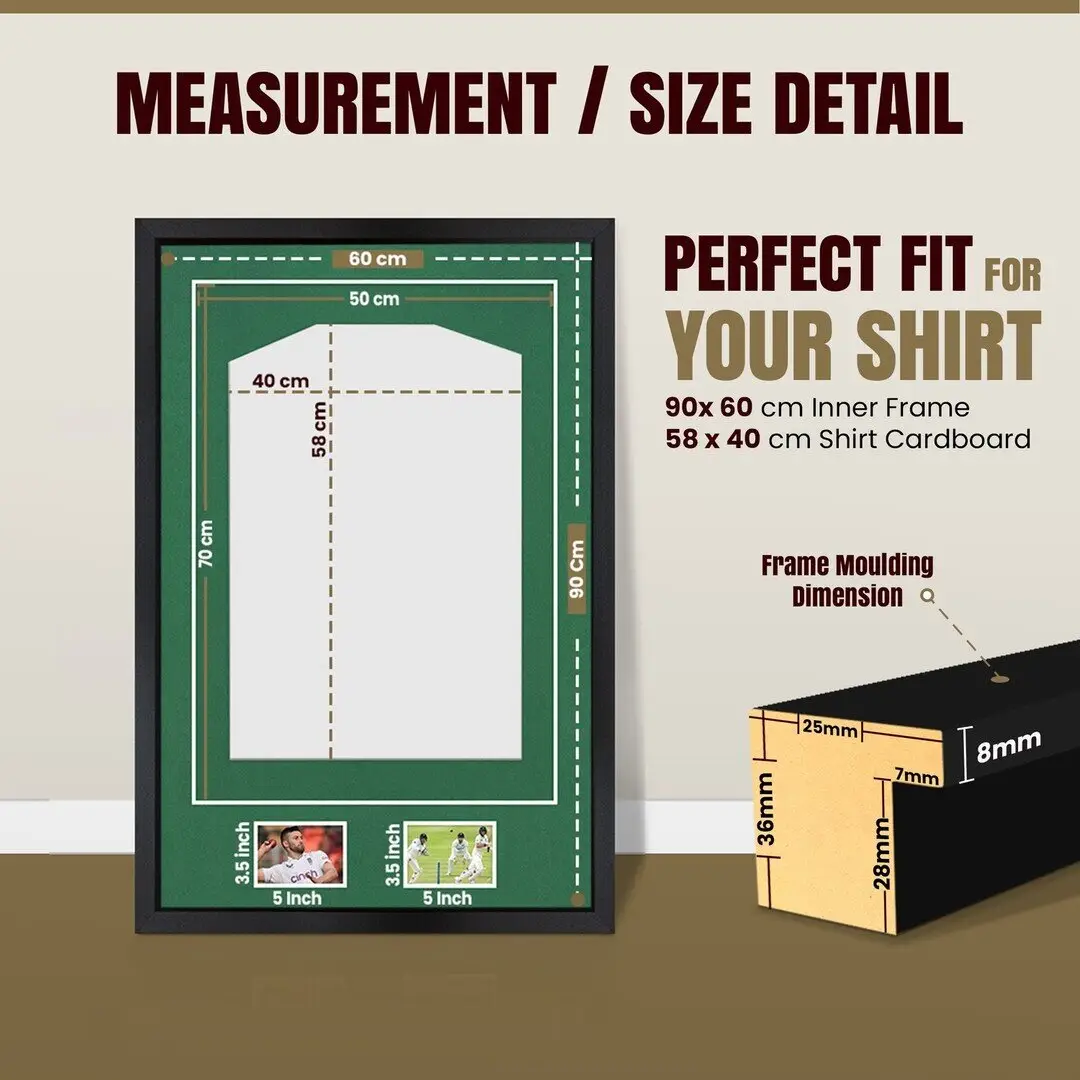 90x60cm Mat Black Football Shirt Frame With Emerald (Green) Mount And Perspex Front - Box Display For Football, Rugby, And Other Sports Jerseys thumbnail 3