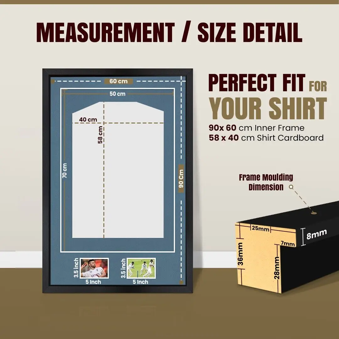 90x60cm Mat Black Football Shirt Frame With Pompador Mount And Perspex Front - Box Display For Football, Rugby, And Other Sports Jerseys thumbnail 3