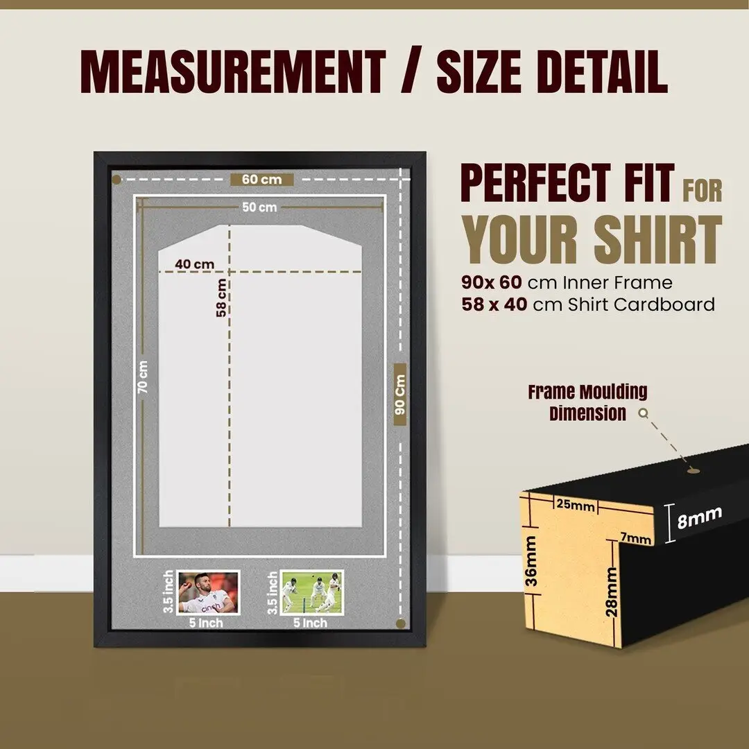 90x60cm Mat Black Football Shirt Frame With Silver Mount And Perspex Front - Box Display For Football, Rugby, And Other Sports Jerseys thumbnail 3