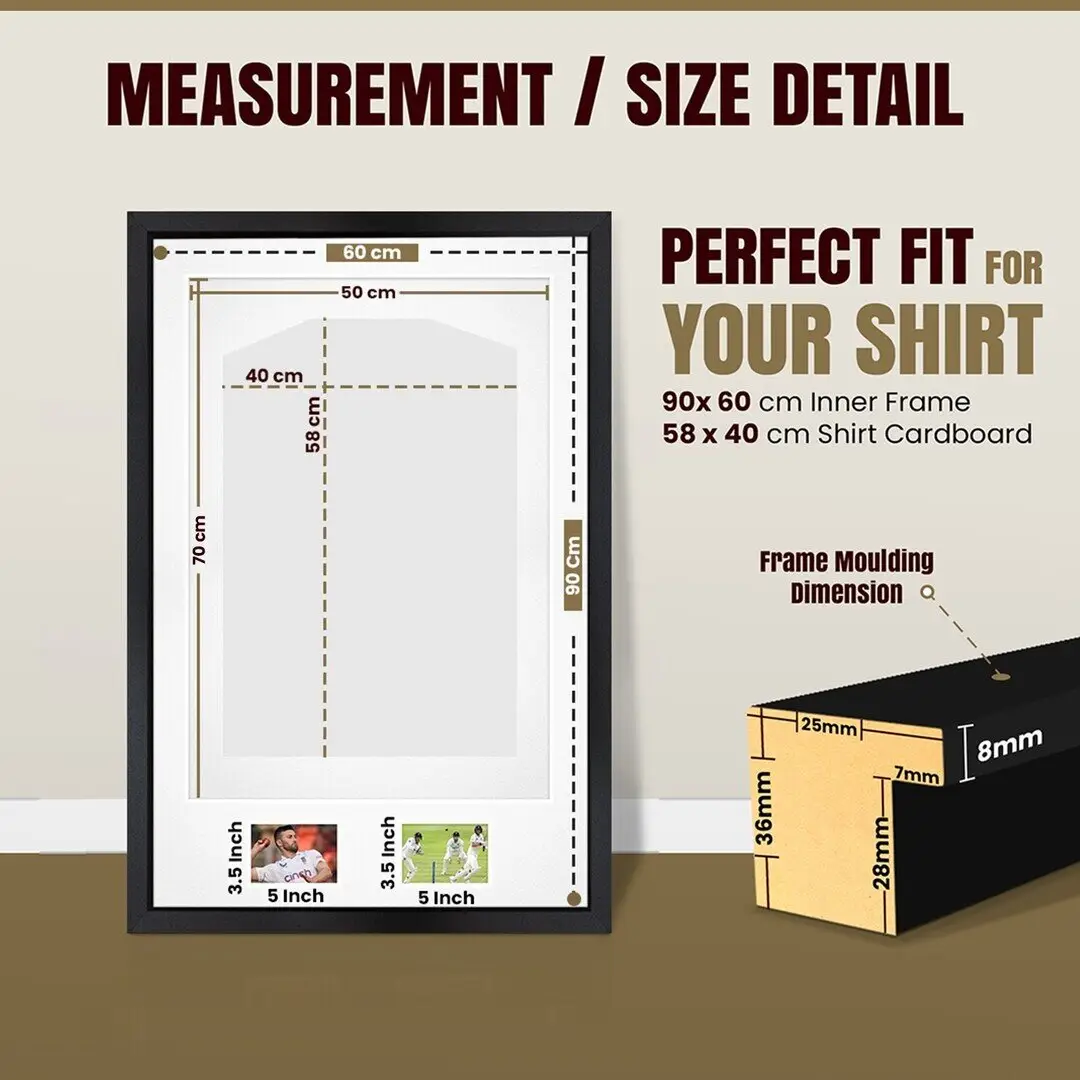 90x60cm Mat Black Football Shirt Frame With Ice White Mount And Perspex Front - Box Display For Football, Rugby, And Other Sports Jerseys thumbnail 3