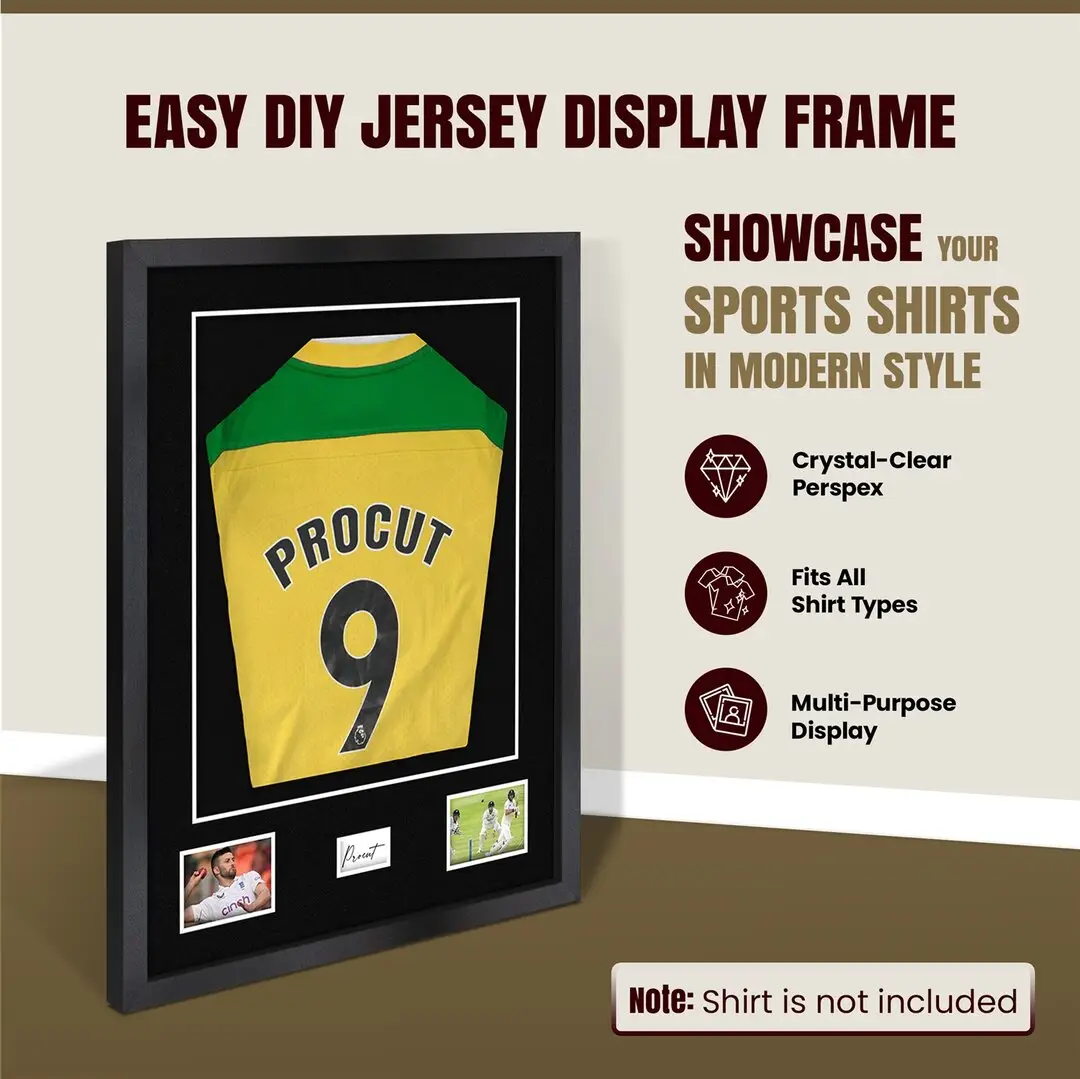 77.5x58.5cm Mat Black Football Shirt Frame With Black Mount And Perspex Front - Box Display For Football, Rugby, And Other Sports Jerseys thumbnail 8