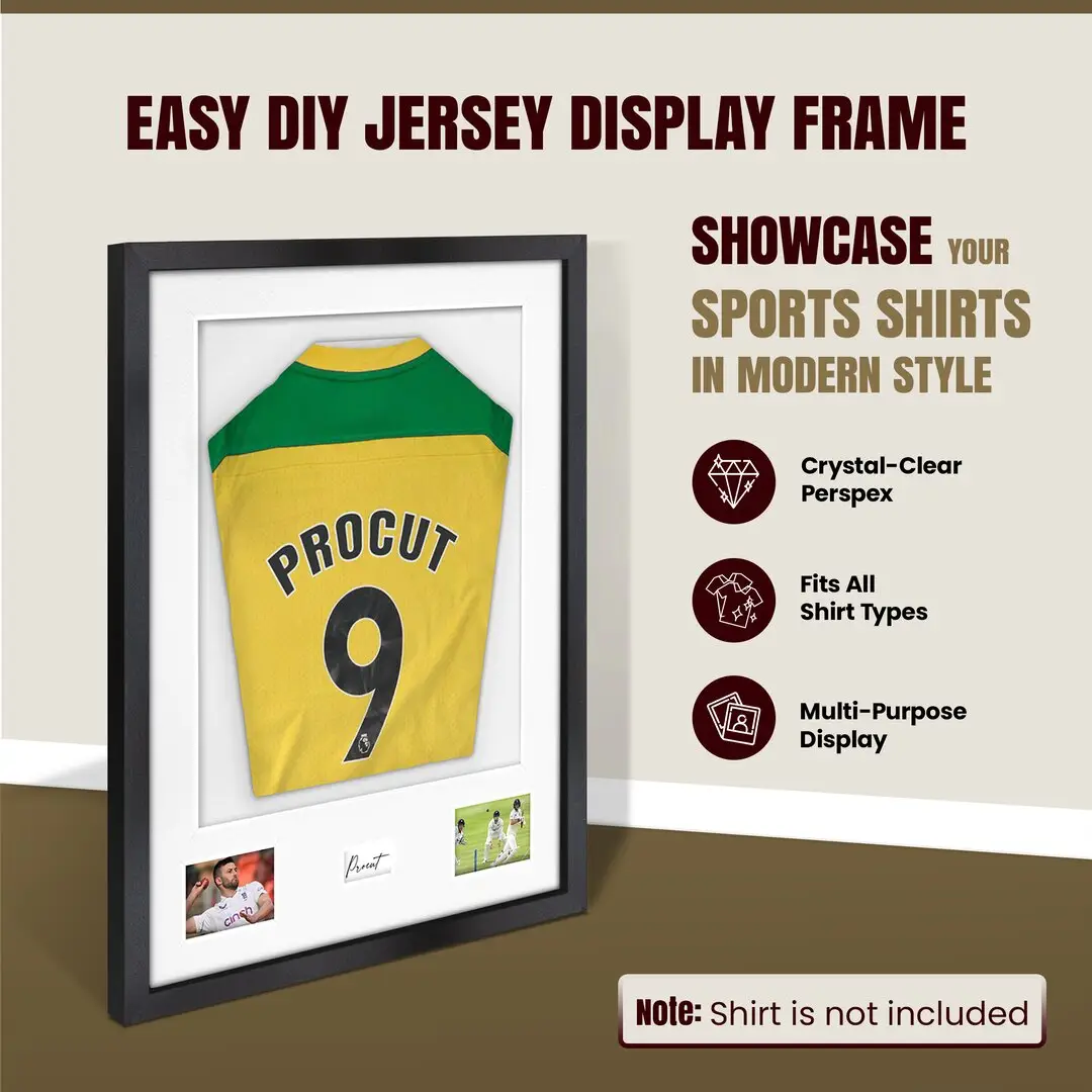 77.5x58.5cm Mat Black Football Shirt Frame With Ice White Mount And Perspex Front - Box Display For Football, Rugby, And Other Sports Jerseys thumbnail 8