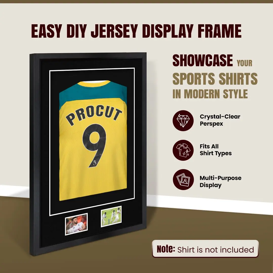 90x60cm Mat Black Football Shirt Frame With Black Mount And Perspex Front For Sports Jerseys thumbnail 8