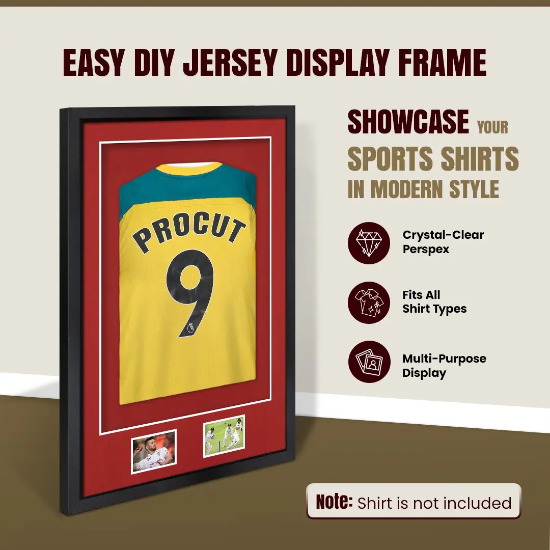90x60cm Mat Black Football Shirt Frame With Crimson Mount And Perspex Front - Box Display For Football, Rugby, And Other Sports Jerseys thumbnail 8