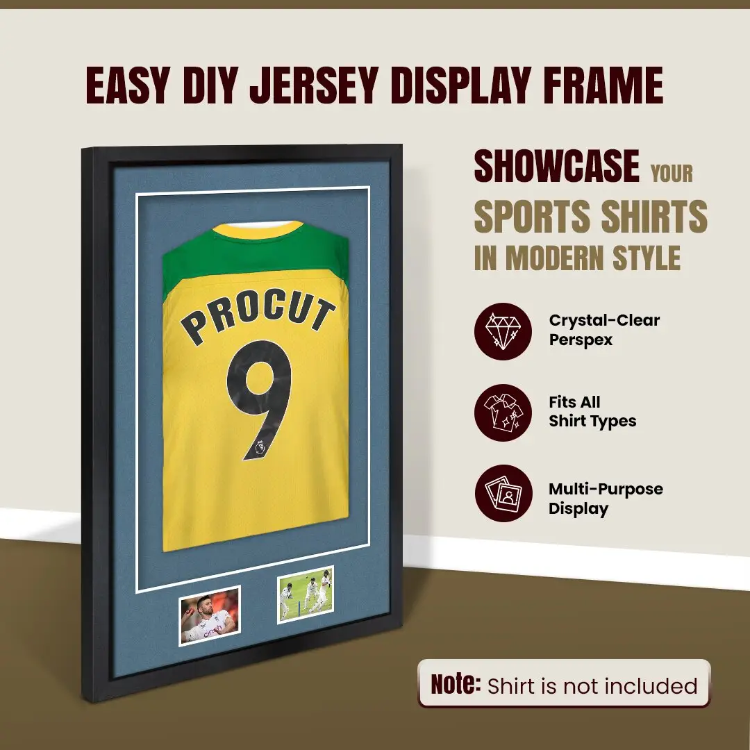 90x60cm Mat Black Football Shirt Frame With Pompador Mount And Perspex Front - Box Display For Football, Rugby, And Other Sports Jerseys thumbnail 8