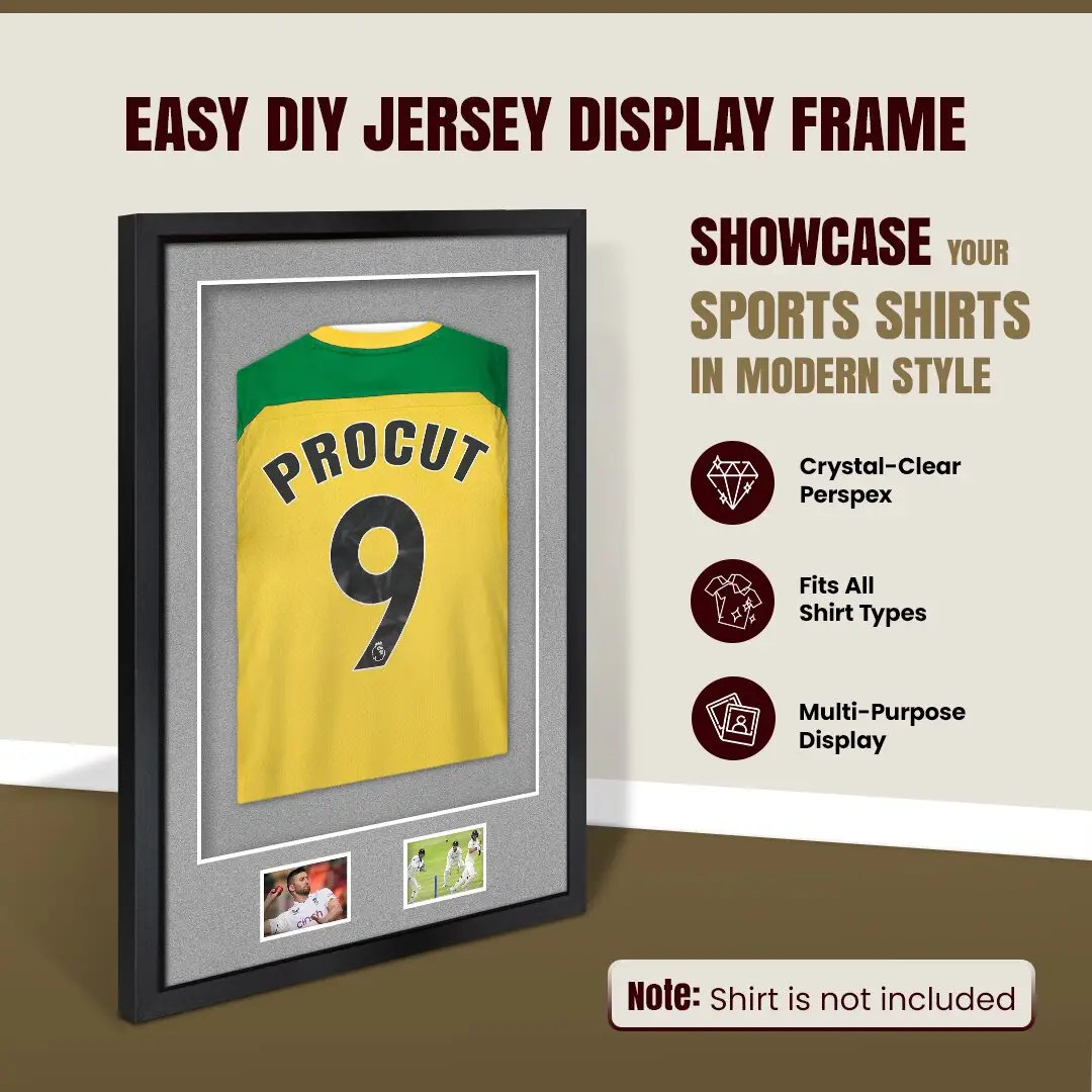 90x60cm Mat Black Football Shirt Frame With Silver Mount And Perspex Front - Box Display For Football, Rugby, And Other Sports Jerseys thumbnail 8