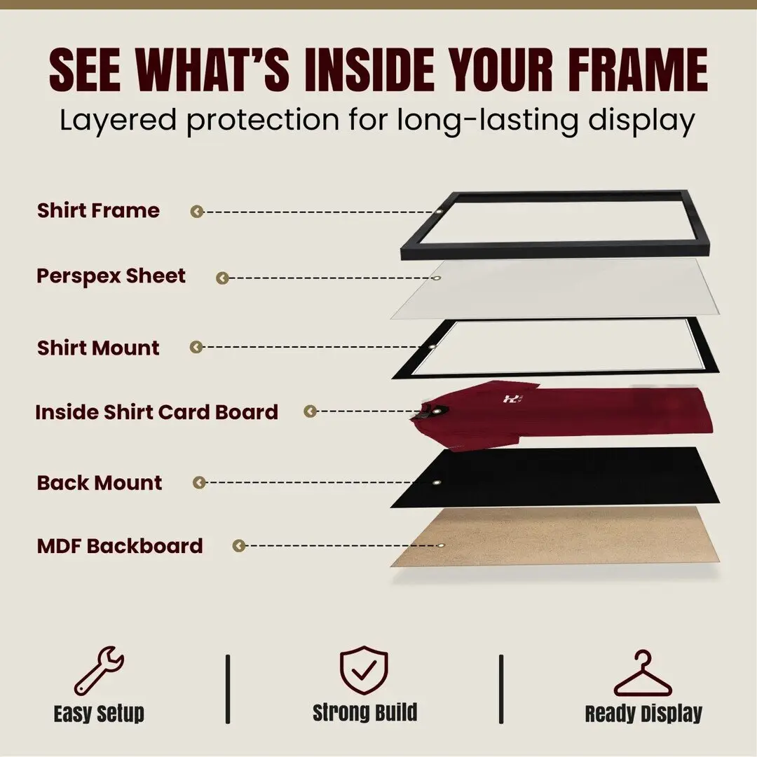 70x50cm Mat Black Football Shirt Frame With Black Mount And Perspex Front For Sports Jerseys thumbnail 4