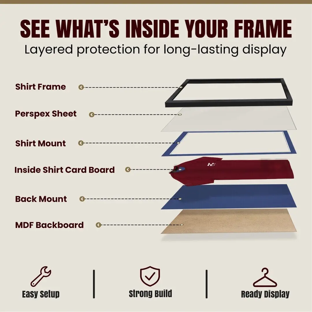 70x50cm Mat Black Football Shirt Frame With Blue Mount And Perspex Front - Box Display For Football, Rugby, And Other Sports Jerseys thumbnail 4