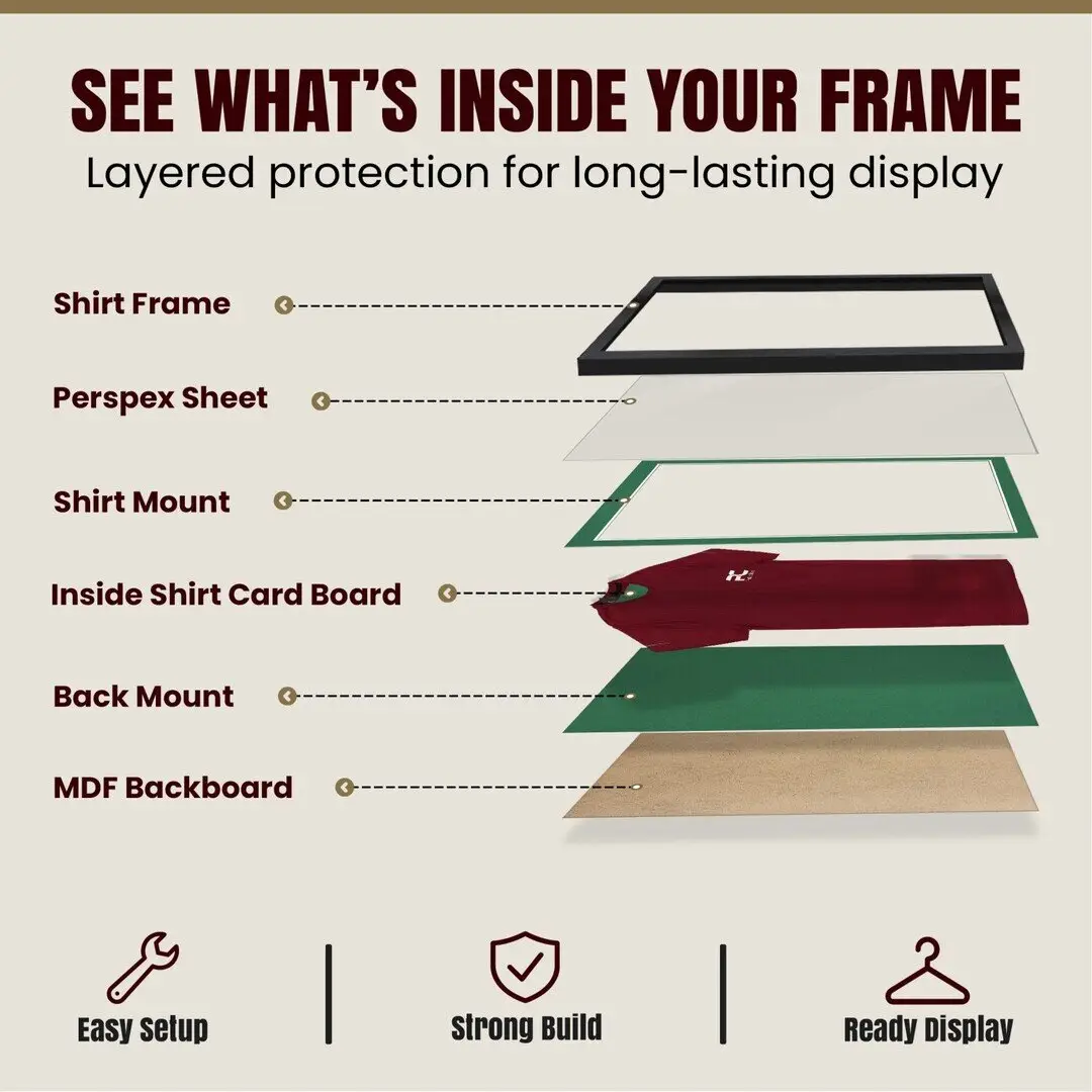 70x50cm Mat Black Football Shirt Frame With Emerald (Green) Mount And Perspex Front For Sports Jerseys thumbnail 4