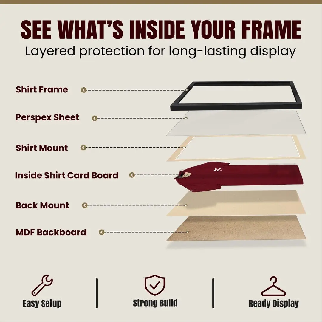 70x50cm Mat Black Football Shirt Frame With Ivory Mount And Perspex Front - Fits Football, Rugby, And Other Sports Jerseys thumbnail 4