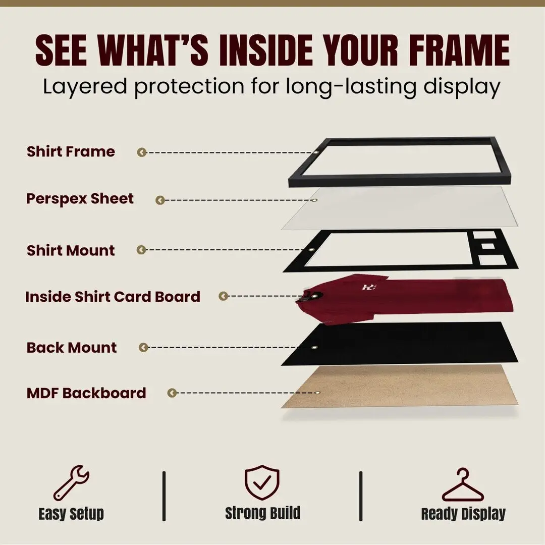 77.5x58.5cm Mat Black Football Shirt Frame With Black Mount And Perspex Front - Box Display For Football, Rugby, And Other Sports Jerseys thumbnail 4