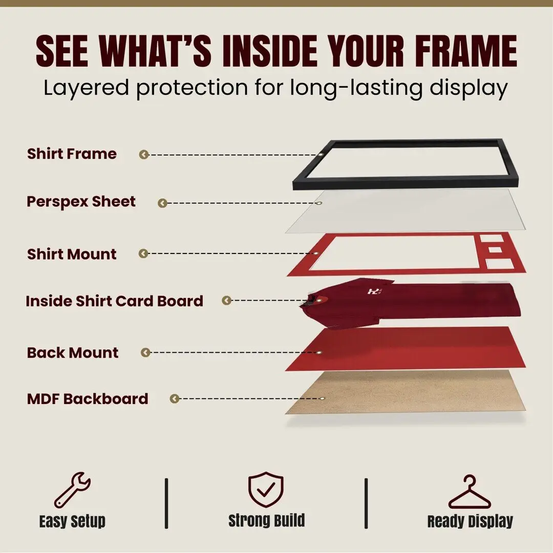 77.5x58.5cm Mat Black Football Shirt Frame With Crimson Mount And Perspex Front - Box Display For Football, Rugby, And Other Sports Jerseys thumbnail 4