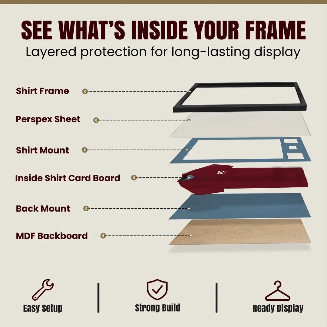 77.5x58.5cm Mat Black Football Shirt Frame With Pompador Mount And Perspex Front - Fits Football, Rugby, And Other Sports Jerseys thumbnail 4