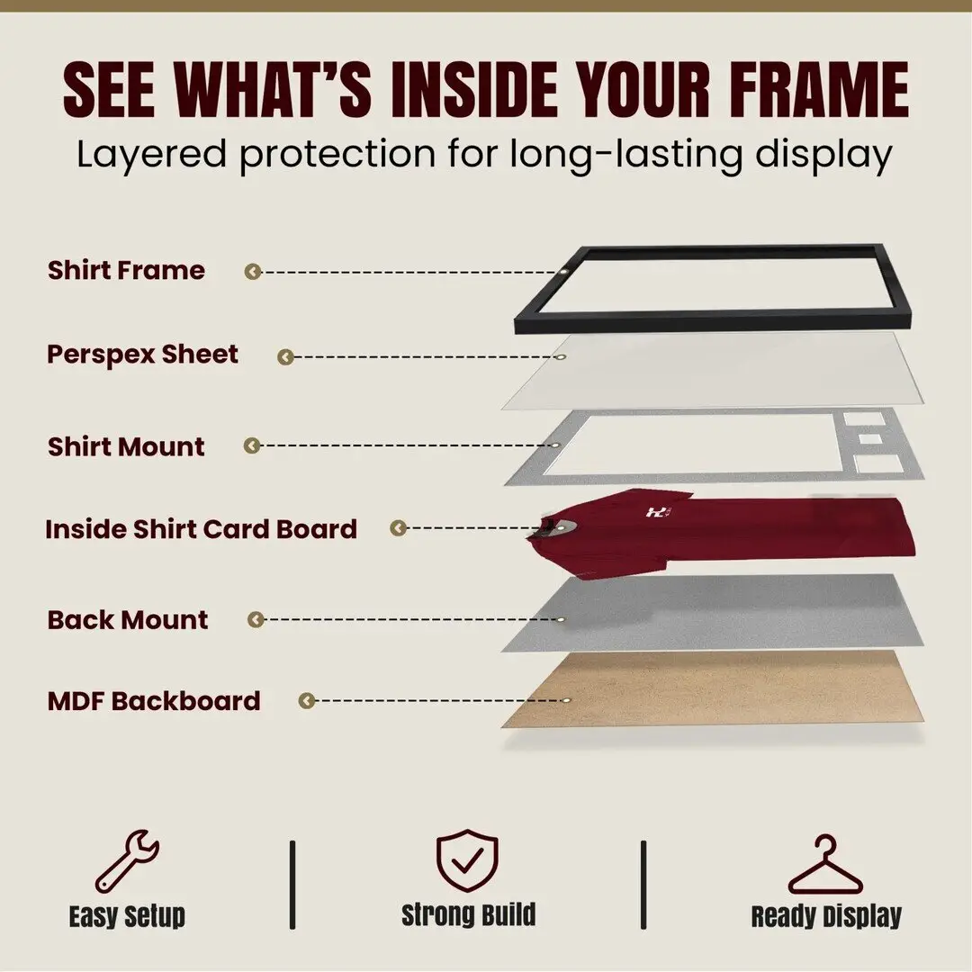 77.5x58.5cm Mat Black Football Shirt Frame With Silver Mount And Perspex Front - Fits Football, Rugby, And Other Sports Jerseys thumbnail 4