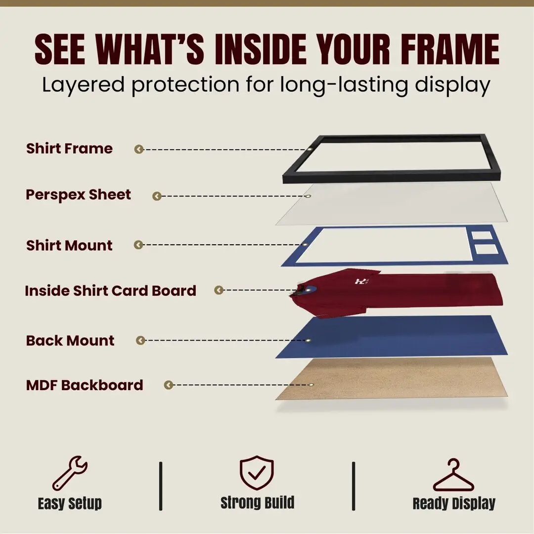 90x60cm Mat Black Football Shirt Frame With Blue Mount And Perspex Front - Fits Football, Rugby, And Other Sports Jerseys thumbnail 4
