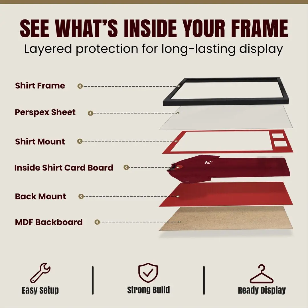 90x60cm Mat Black Football Shirt Frame With Crimson Mount And Perspex Front - Box Display For Football, Rugby, And Other Sports Jerseys thumbnail 4