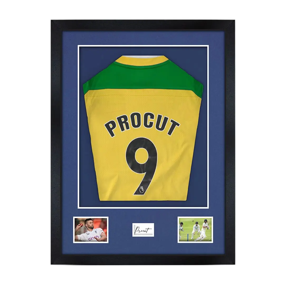 77.5x58.5cm Mat Black Football Shirt Frame With Blue Mount And Perspex Front - Box Display For Football, Rugby, And Other Sports Jerseys