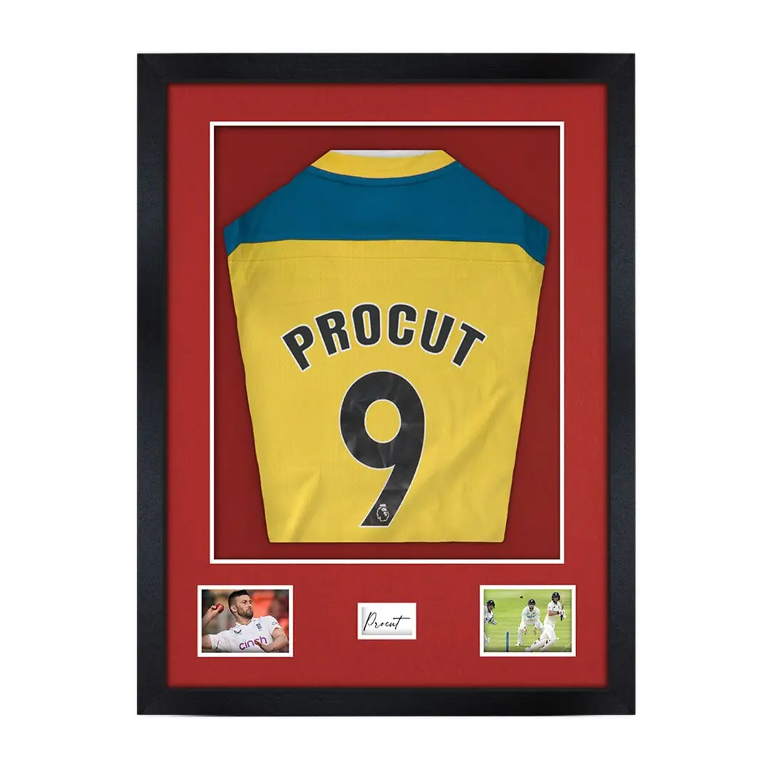 77.5x58.5cm Mat Black Football Shirt Frame With Crimson Mount And Perspex Front - Box Display For Football, Rugby, And Other Sports Jerseys