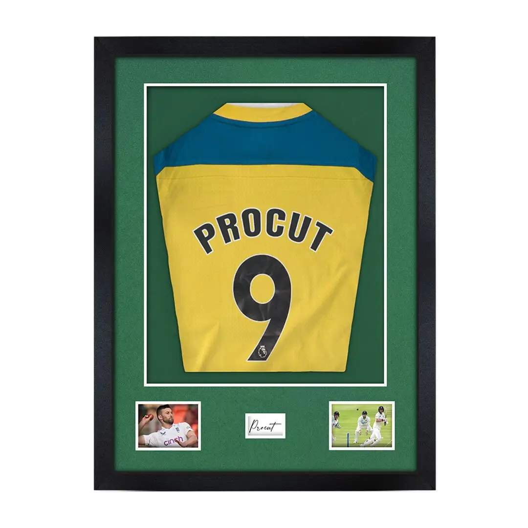 77.5x58.5cm Mat Black Football Shirt Frame With Emerald (Green) Mount And Perspex Front For Sports Jerseys