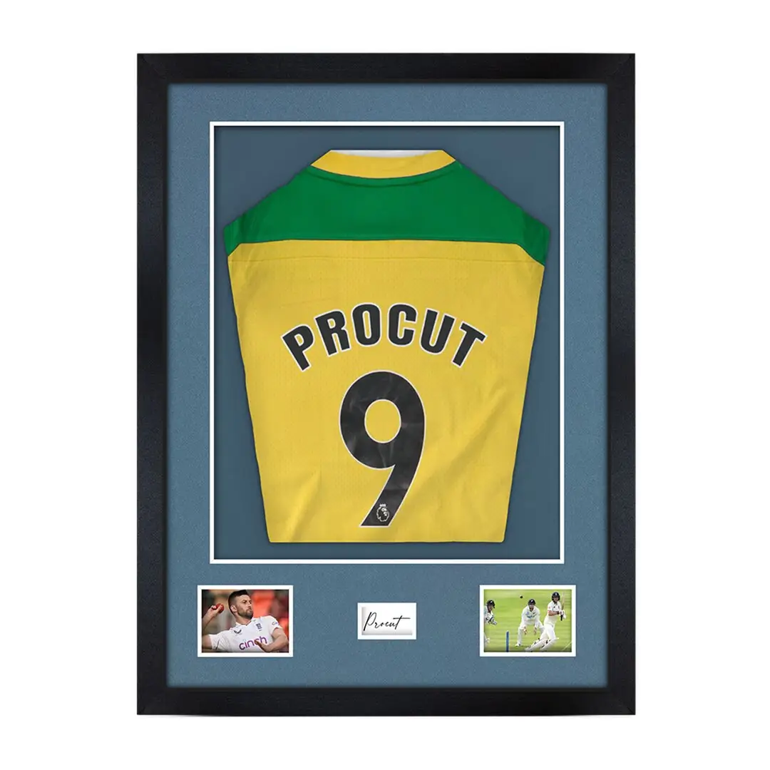 77.5x58.5cm Mat Black Football Shirt Frame With Pompador Mount And Perspex Front - Fits Football, Rugby, And Other Sports Jerseys