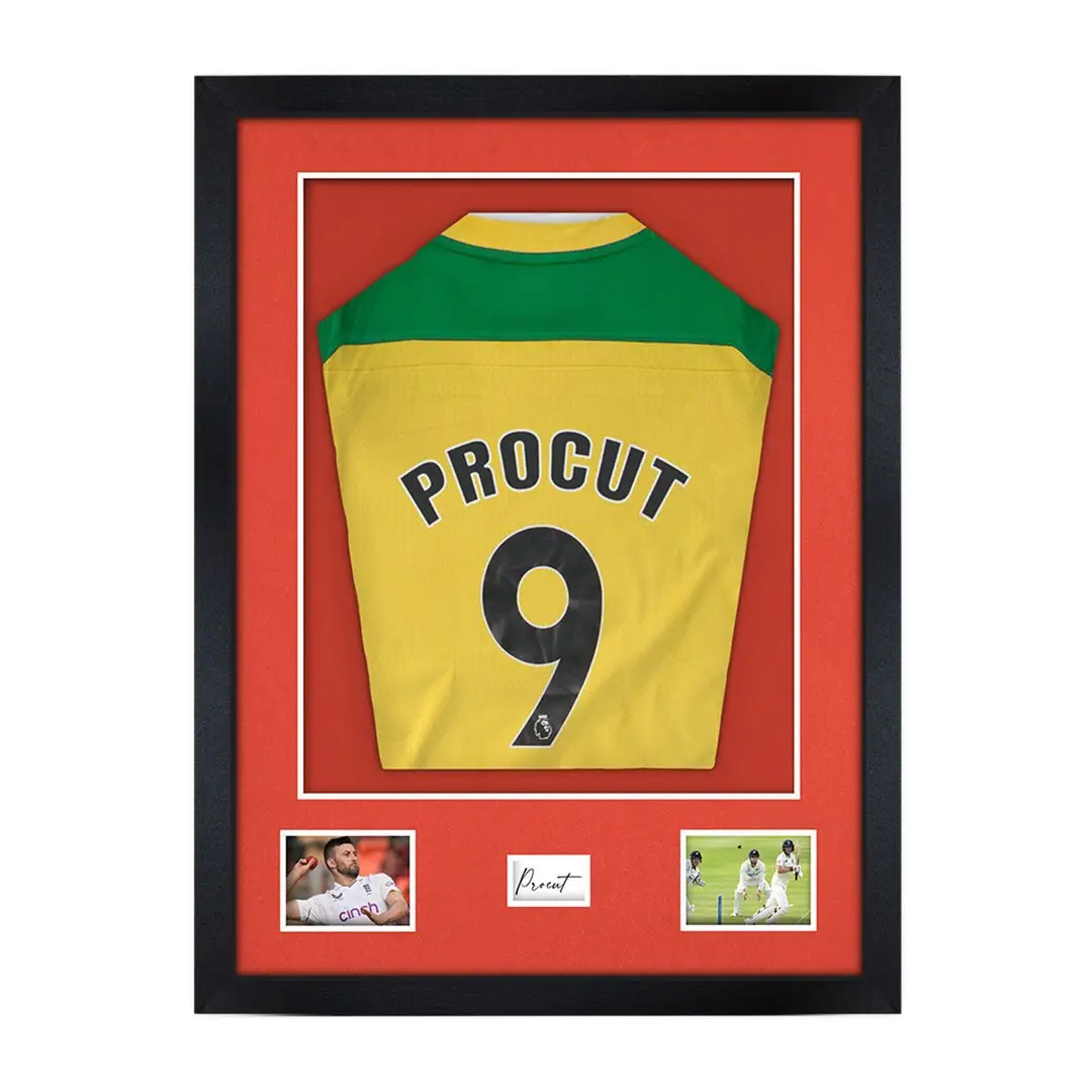 77.5x58.5cm Mat Black Football Shirt Frame With Poppy Red Mount And Perspex Front - Fits Football, Rugby, And Other Sports Jerseys