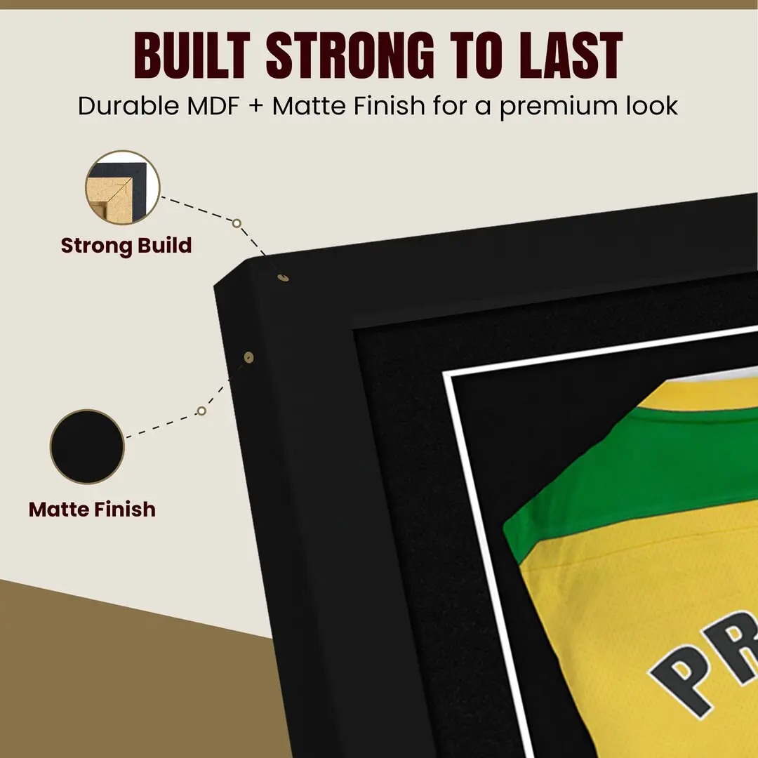 77.5x58.5cm Mat Black Football Shirt Frame With Black Mount And Perspex Front - Box Display For Football, Rugby, And Other Sports Jerseys thumbnail 7