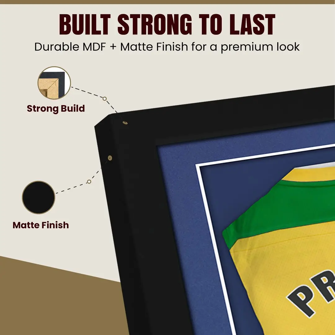 77.5x58.5cm Mat Black Football Shirt Frame With Blue Mount And Perspex Front - Box Display For Football, Rugby, And Other Sports Jerseys thumbnail 7