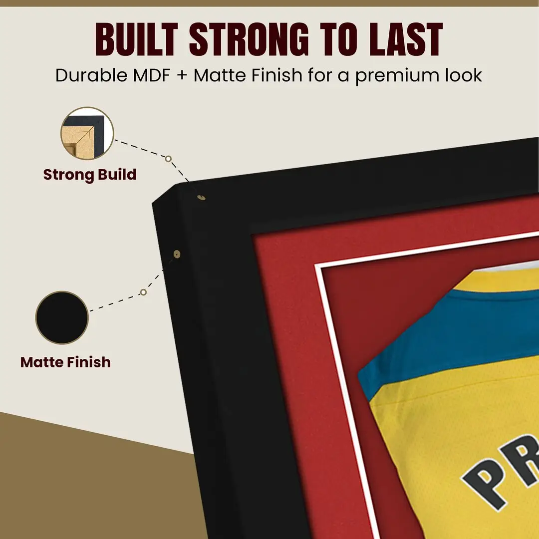 77.5x58.5cm Mat Black Football Shirt Frame With Crimson Mount And Perspex Front - Box Display For Football, Rugby, And Other Sports Jerseys thumbnail 7
