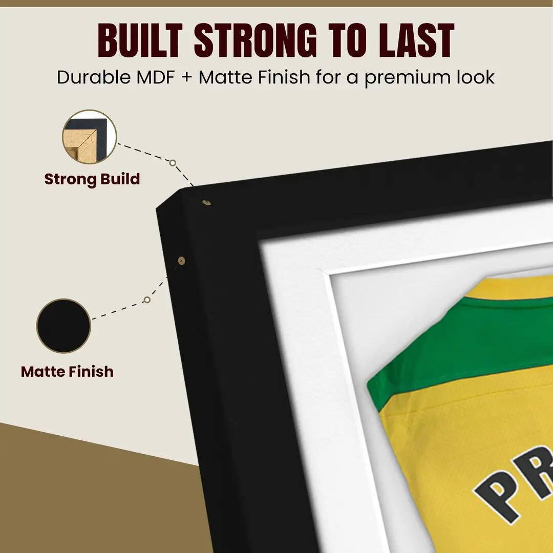 77.5x58.5cm Mat Black Football Shirt Frame With Ice White Mount And Perspex Front - Box Display For Football, Rugby, And Other Sports Jerseys thumbnail 7