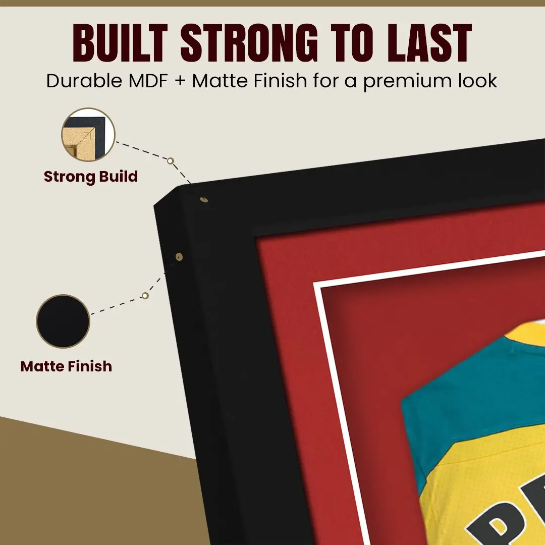 80x60cm Mat Black Football Shirt Frame With Crimson Mount And Perspex Front - Box Display For Football, Rugby, And Other Sports Jerseys thumbnail 7