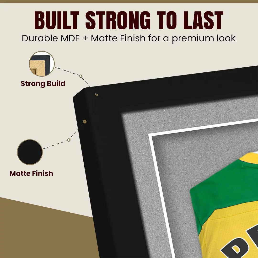 80x60cm Mat Black Football Shirt Frame With Silver Mount And Perspex Front - Box Display For Football, Rugby, And Other Sports Jerseys thumbnail 7