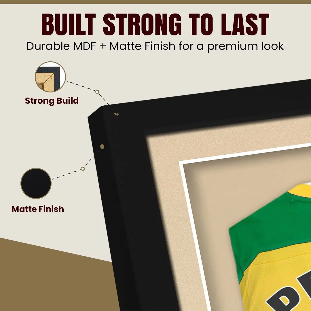 90x60cm Mat Black Football Shirt Frame With Ivory Mount And Perspex Front - Box Display For Football, Rugby, And Other Sports Jerseys thumbnail 7