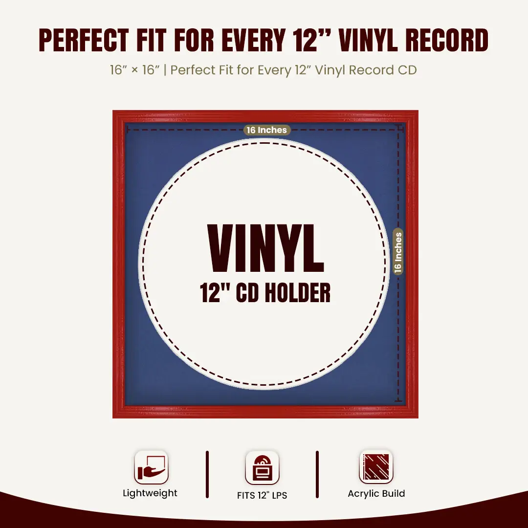 16x16" Classic Vinyl Record Frame With Black Mount For 12" LP Discs | Contemporary Wall Display thumbnail 3