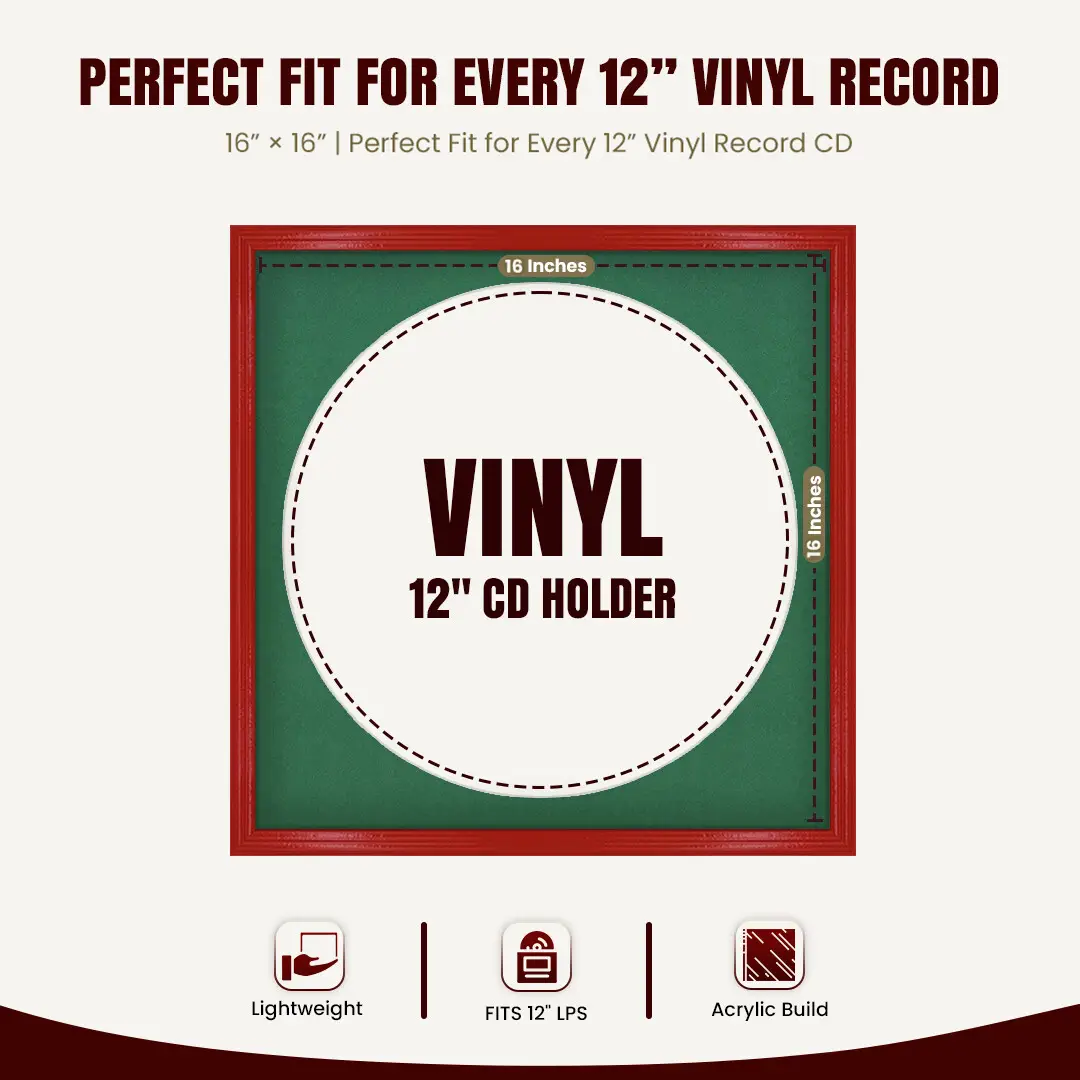 16x16" Classic Vinyl Record Frame With Black Mount For 12" LP Discs | Elegant Frame For Music Lovers thumbnail 3