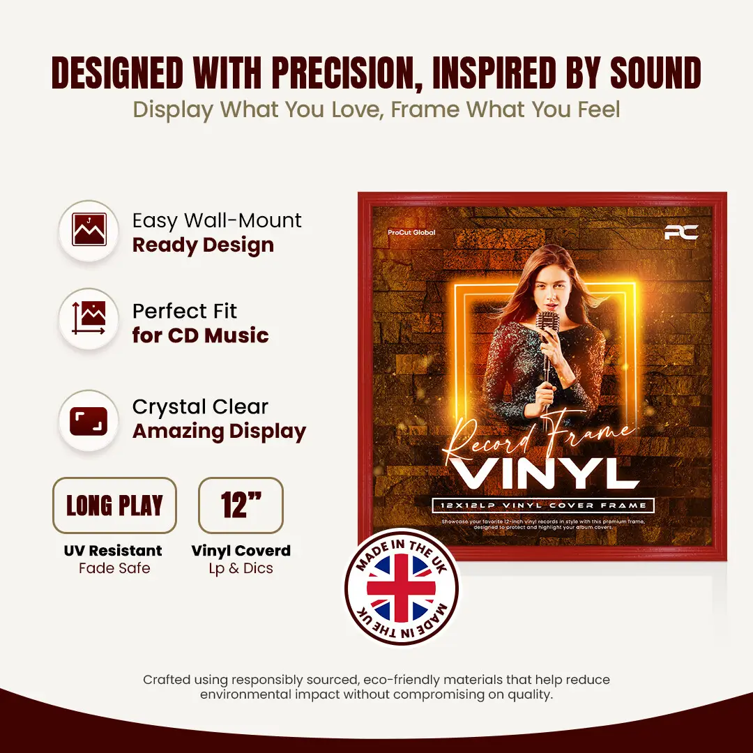 12x12" Classic Vinyl Record Frame For 12" LP Album Covers | Premium Wall Frame For Music Lovers thumbnail 8