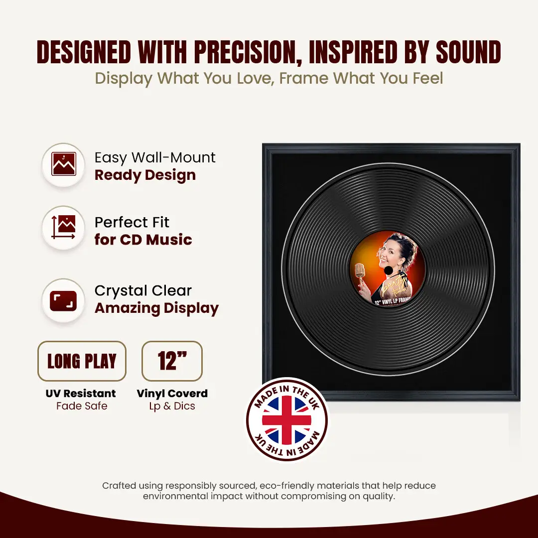 16x16" Classic Black Vinyl Record Frame With Black Mount For 12" LP Discs | Premium Wall Frame For Music Enthusiasts thumbnail 8