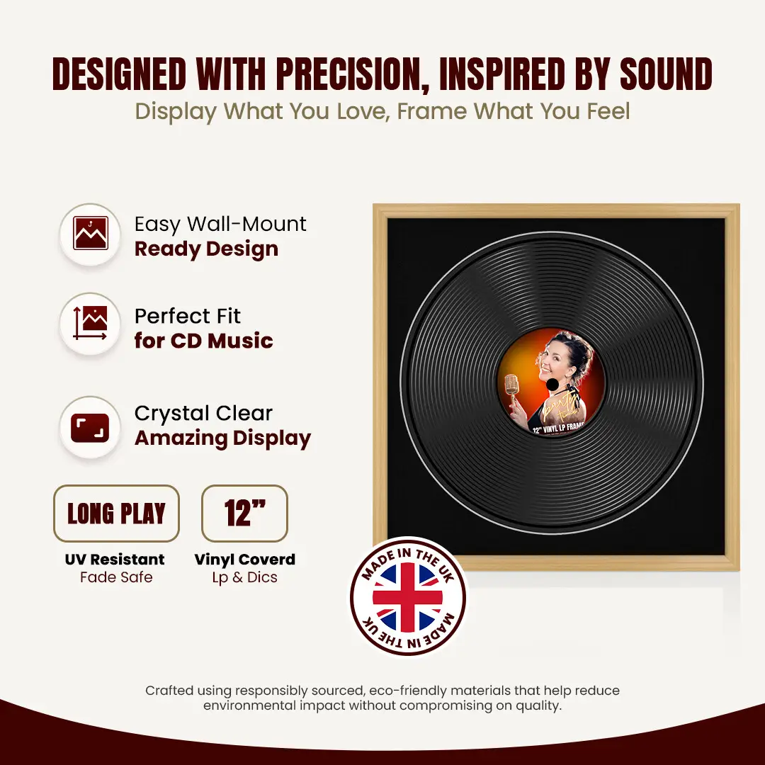 16x16" Classic Country Pine Vinyl Record Frame With Black Mount For 12" LP Discs | Premium Wall Frame For Music Enthusiasts thumbnail 8